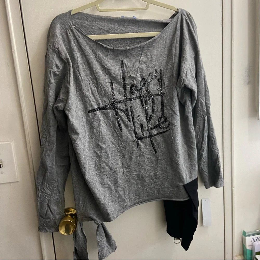 Fox Gray 'Happy Life' Women's Long Sleeve Top - Picture 1 of 6